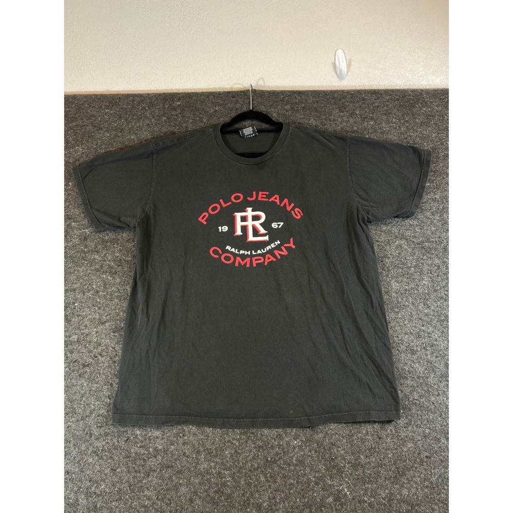 Vintage Y2K Polo Jeans Co. Ralph Lauren Shirt Mens XL Black Logo Graphic Tee